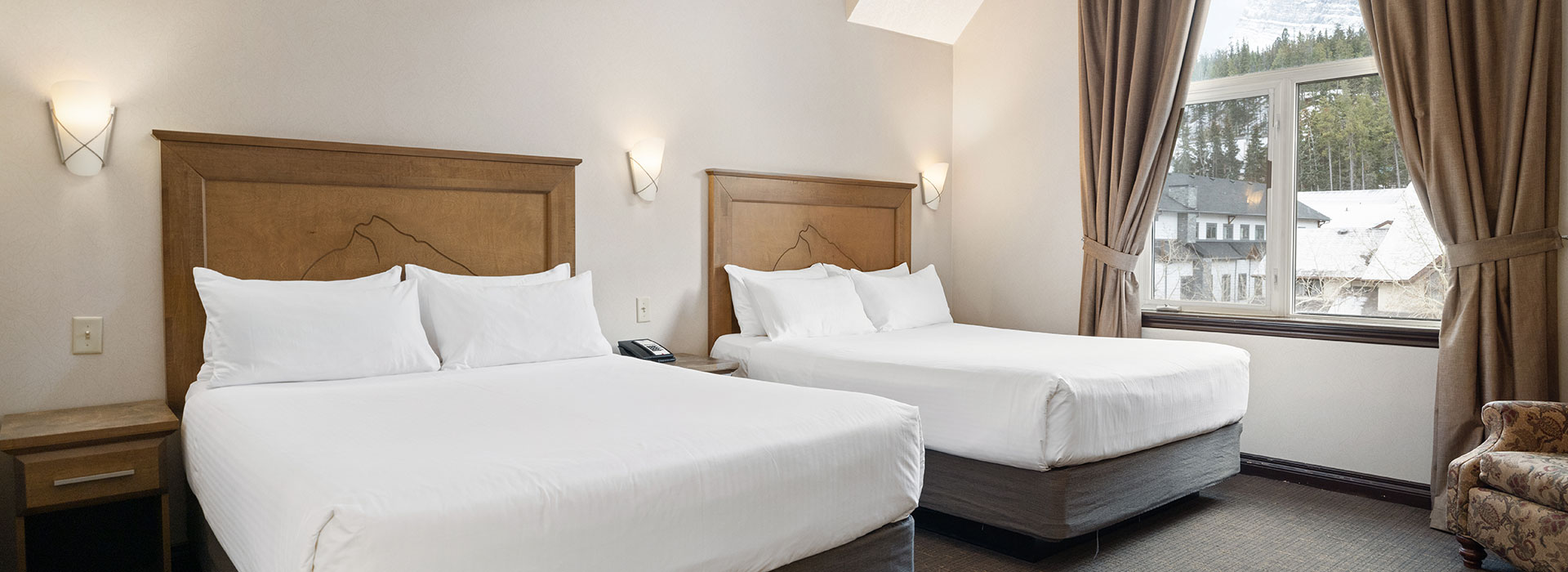 Hotel room with two queen beds